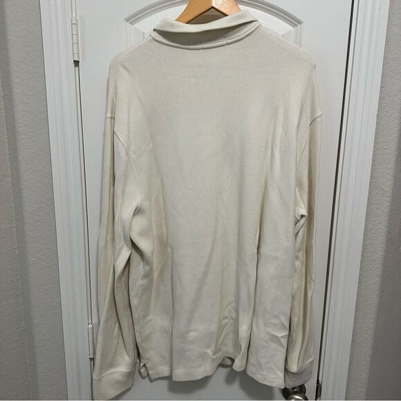 POLO RALPH LAUREN Men's Cotton Quarter Zip Pullover Ivory Size XL - Picture 2 of 4